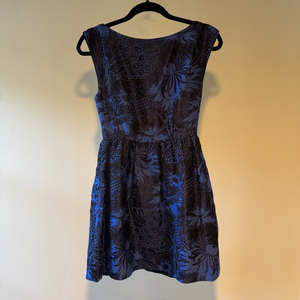 Alice + Olivia Black and Midnight Blue Floral Dress